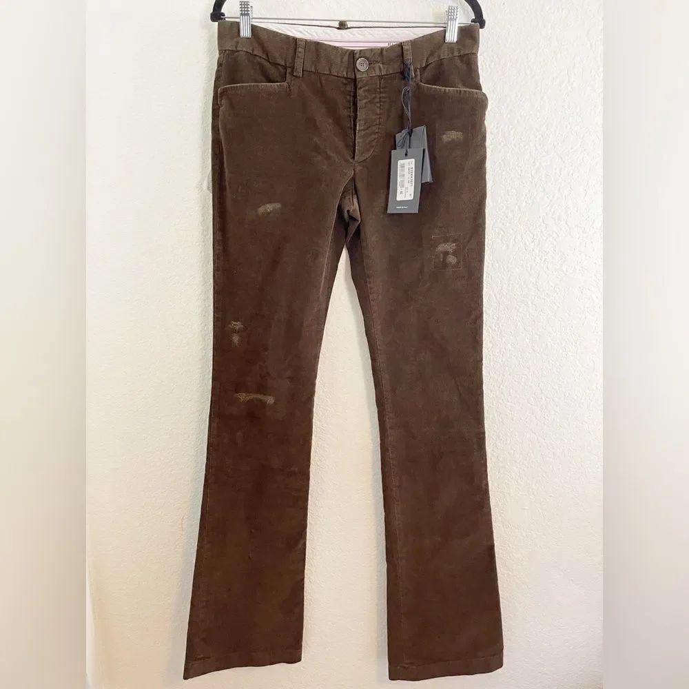 Dsquared2 Women’s trousers in cocoa brown corduroy distressed pants NWT. 40
